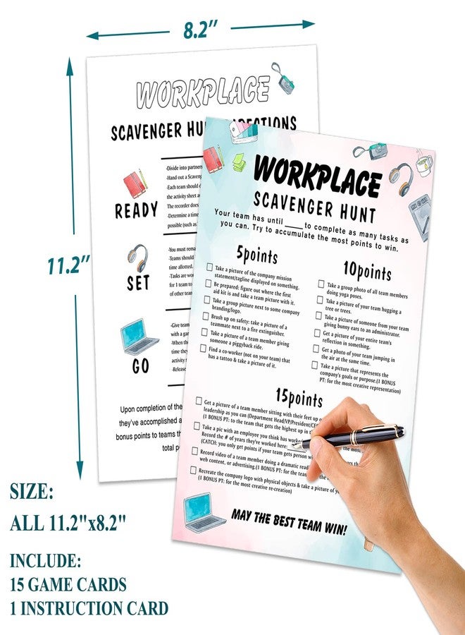QOFO Work Party Photo Scavenger Hunt,Office Party Game & Ice Breaker Challenge,Workplace Scavenger Hunt,Team Building Games for Work Adults,Co-Worker Group Ice Breaker Game,Factory Team Building Game-Q5 - Image 2